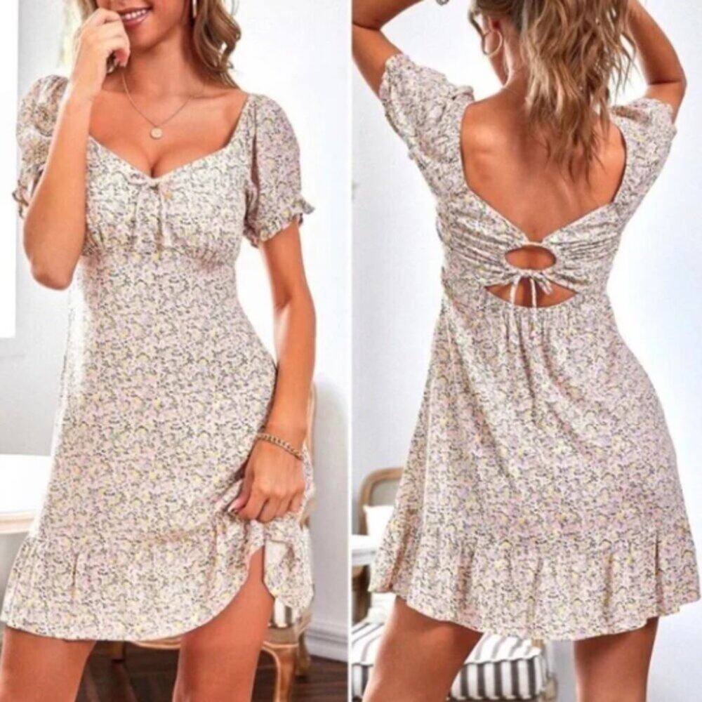 Wild Fable Sweetheart Ruffle Tie-Back Dress Floral Flowy sz XL NWT